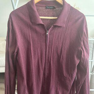 Paul Fredrick Medium Silk, Cotton, Cashmere Jacket Burgundy Jacket